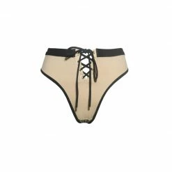 Hamade Activewear Lace Up High Cut Bottoms - Sand/Black