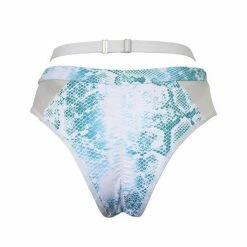 All Pole Wear Hamade Activewear Strappy High Waisted Bottoms - Aqua Snake