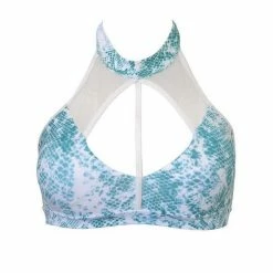 Hamade Activewear Halter Neck Top - Aqua Snake