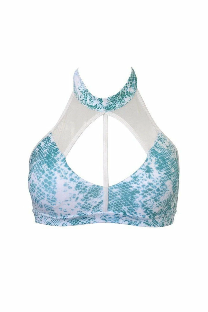 Hamade Activewear Halter Neck Top - Aqua Snake