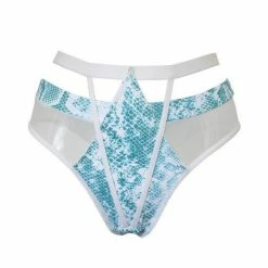 All Pole Wear Hamade Activewear Strappy High Waisted Bottoms - Aqua Snake