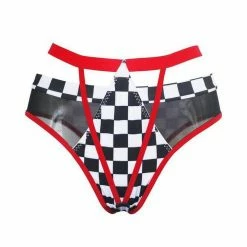All Pole Wear Hamade Activewear Strappy High Waisted Bottoms - Checkered Print