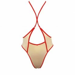 All Pole Wear Hamade Activewear High Waisted Sling Bottoms - Sand/Red