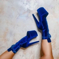 Hella Heels BabyDoll Velvet 8inch Boots - King Pin