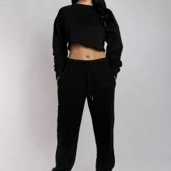 Creatures Of XIX Oversized Cropped Jumper - Black Plus Size Pole Wear