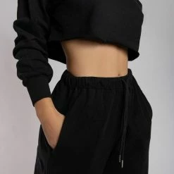 Creatures Of XIX Oversized Cropped Jumper - Black Plus Size Pole Wear