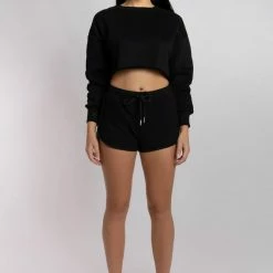 Creatures Of XIX Oversized Cropped Jumper - Black Plus Size Pole Wear