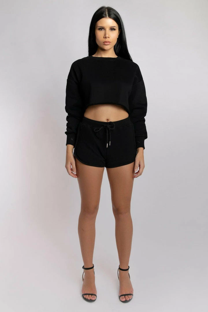 Creatures Of XIX Oversized Cropped Jumper - Black Plus Size Pole Wear