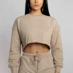 Creatures Of XIX Oversized Cropped Jumper - Fawn
