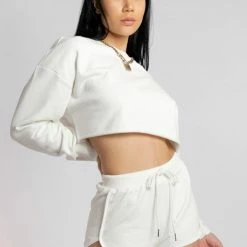 Creatures Of XIX Oversized Cropped Jumper - Ecru