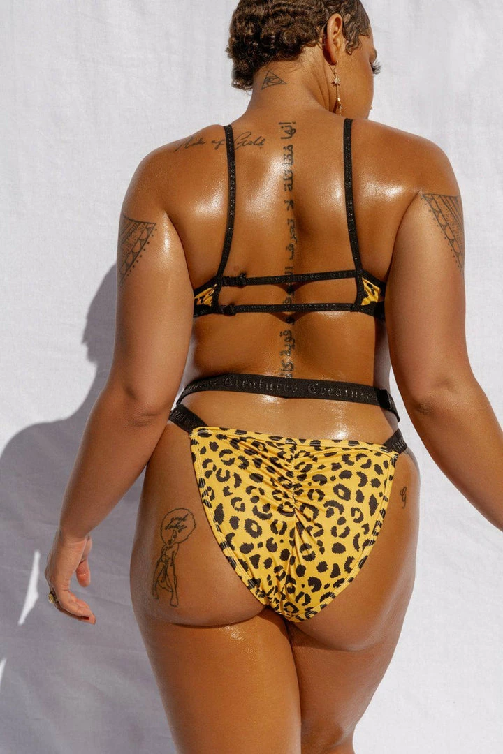 Creatures Of XIX Buckle Up Bottoms - Yellow Leopard All Pole Wear