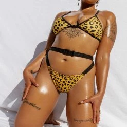 Creatures Of XIX Buckle Up Bottoms - Yellow Leopard All Pole Wear