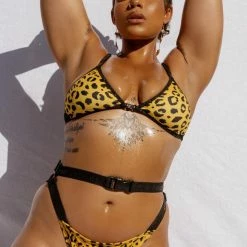 Creatures Of XIX Buckle Up Bottoms - Yellow Leopard All Pole Wear