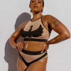 Creatures Of XIX I S I S High Waisted Bottoms - Black With Sand Mesh