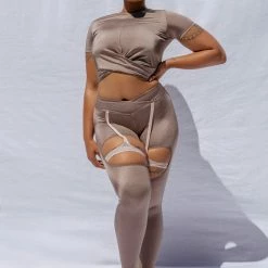 Creatures Of XIX Confession Garter Leggings - Bronzed