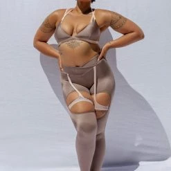 Creatures Of XIX Confession Garter Leggings - Bronzed