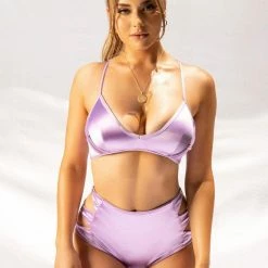 Creatures Of XIX Aphrodite High Waist Bottoms - Lilac Satin Back In Stock