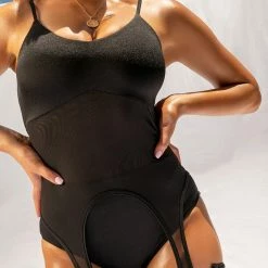 All Pole Wear Creatures Of XIX Heavenly Mama Garter Bodysuit - Onyx