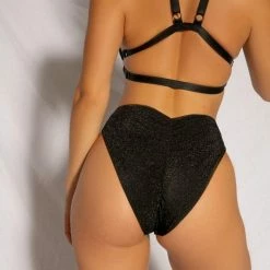 Most Loved Creatures Of XIX Cora High Waisted Garter Bottoms - Black