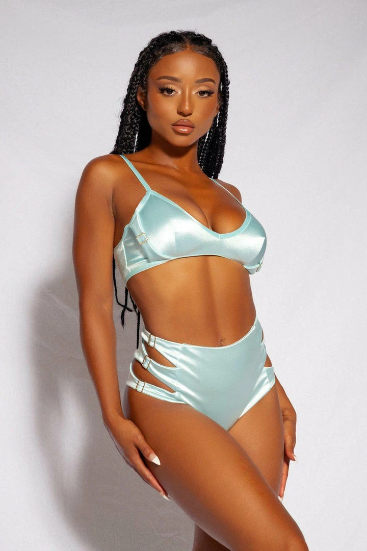 Creatures Of XIX Aphrodite Bralette - Baby Blue Satin All Pole Wear