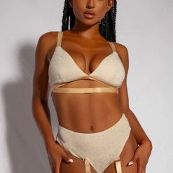 Creatures Of XIX Cora High Waisted Garter Bottoms - Champagne All Pole Wear