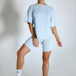 Plus Size Pole Wear Creatures Of XIX LuxLounge Oversized T-Shirt - Baby Blue