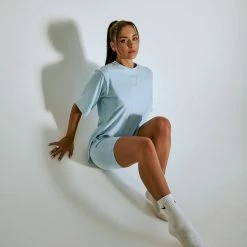 Plus Size Pole Wear Creatures Of XIX LuxLounge Oversized T-Shirt - Baby Blue