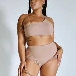 Creatures Of XIX LuxLounge One Shoulder Illusion Top - Taupe All Pole Wear