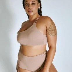 Creatures Of XIX LuxLounge One Shoulder Illusion Top - Taupe All Pole Wear