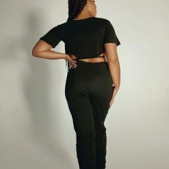 Plus Size Pole Wear Creatures Of XIX Oversized Jogger Bottoms - Black