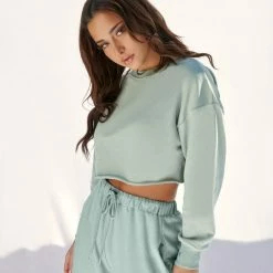 Creatures Of XIX Oversized Cropped Jumper - Sage