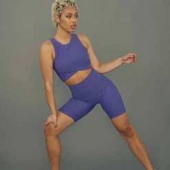 All Pole Wear Creatures Of XIX Move It Ribbed Corset Biker Shorts - Violet Dusk