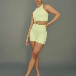 Creatures Of XIX Move It Ribbed Corset Crop - Appletini All Pole Wear