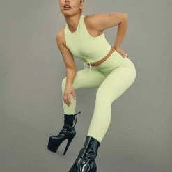 All Pole Wear Creatures Of XIX Move It Ribbed Corset Leggings - Appletini