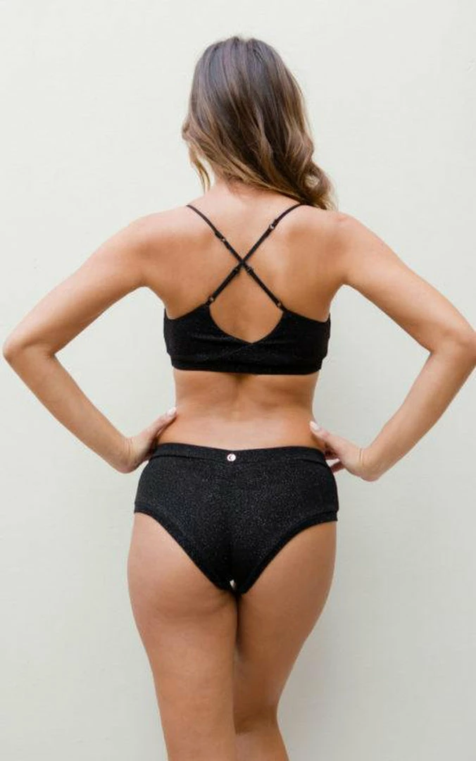 Lunalae Luminous Low Waist Shorts - Black Sparkle