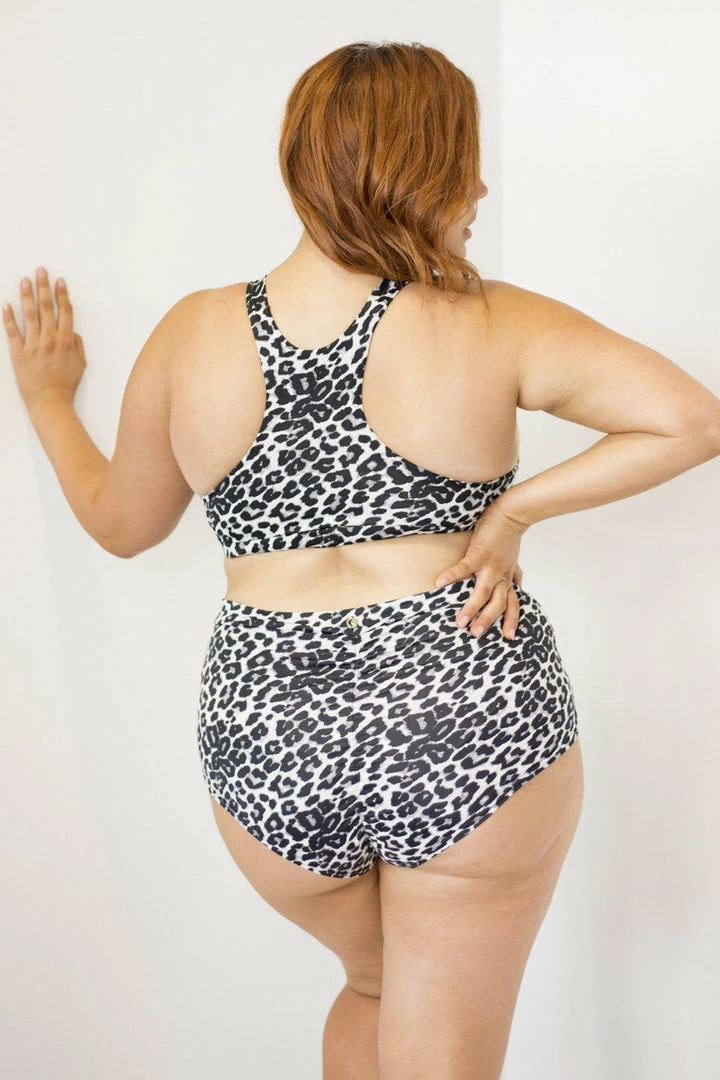 Lunalae High Waist Shorts - Grey Leopard