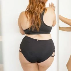 Lunalae High Waist Cross Section Shorts - Black