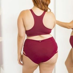 Lunalae High Waist Cross Section Shorts - Wine