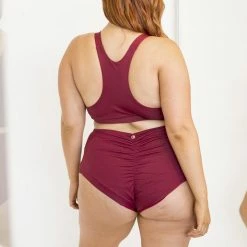 Lunalae Khloe High Waisted Shorts - Wine