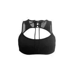 All Pole Wear Hamade Activewear Lace Up High Neck Top - Black