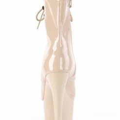 Shoes Pleaser USA Adore-1021 7inch Pleaser Peep Toe Boots - Patent Beige