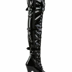 Shoes Pleaser USA Adore-3028 7inch Thigh High Pleaser Boots - Patent Black
