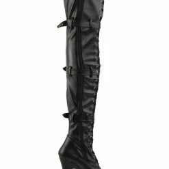 Pleaser USA Adore-3028 7inch Thigh High Pleaser Boots - Matte Black