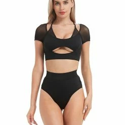Hamade Activewear Mesh Hollow Back Bottoms - Black