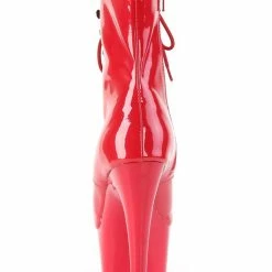 Pleaser USA Adore-1021 7inch Pleaser Peep Toe Boots - Patent Red