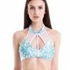 Hamade Activewear Halter Neck Top - Aqua Snake