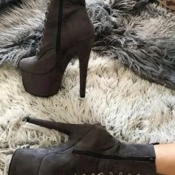 Hella Heels BabyDoll 7inch Boots - Dark Grey