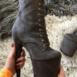 Shoes Hella Heels BabyDoll 8inch Boots - Dark Grey