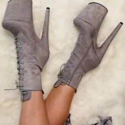 Hella Heels BabyDoll 8inch Boots - Light Grey
