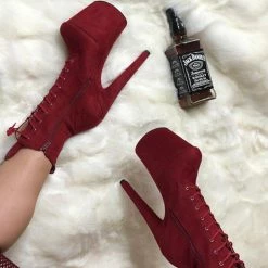 Hella Heels BabyDoll 8inch Boots - Dark Red